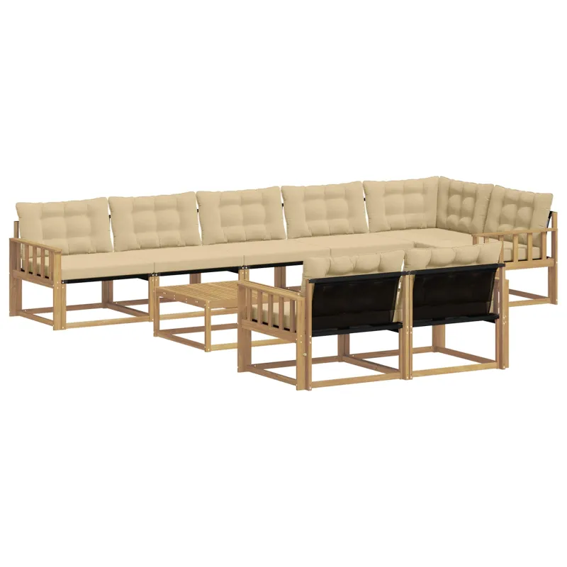 Lauko sofos komplektas 9 pcs Balta ir kreminė 79 x 79 x 37 cm