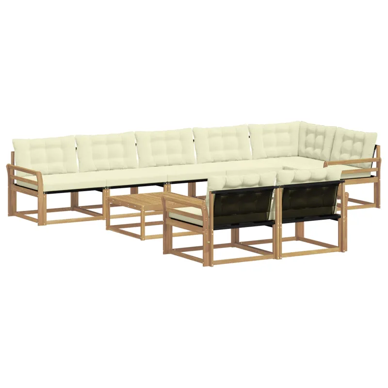 Lauko sofos komplektas 9 pcs Balta ir kreminė 79 x 79 x 37 cm