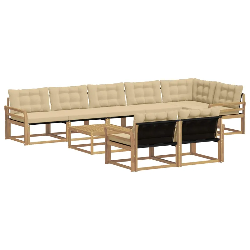 Lauko sofos komplektas 9 pcs Balta ir kreminė 79 x 79 x 37 cm