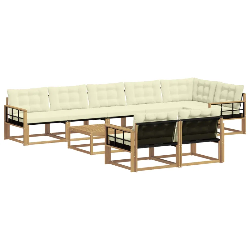 Lauko sofos komplektas 9 pcs Balta ir kreminė 79 x 79 x 37 cm