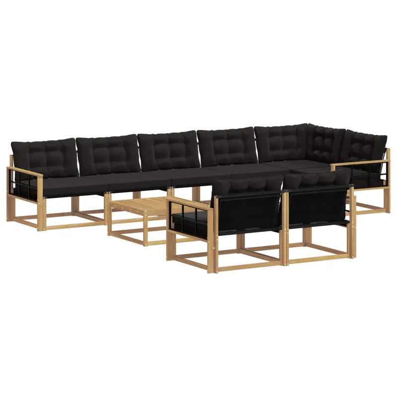 Lauko sofos komplektas 9 pcs Balta ir juoda 79 x 79 x 37 cm