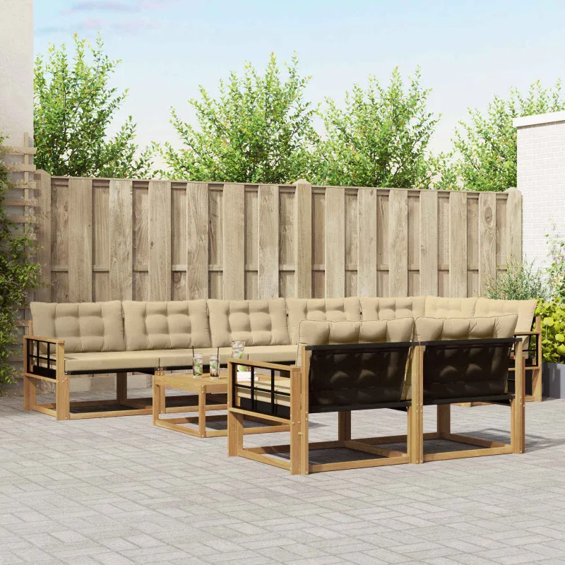 Lauko sofos komplektas 9 pcs Balta ir kreminė 79 x 79 x 37 cm