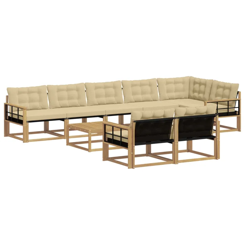Lauko sofos komplektas 9 pcs Balta ir kreminė 79 x 79 x 37 cm