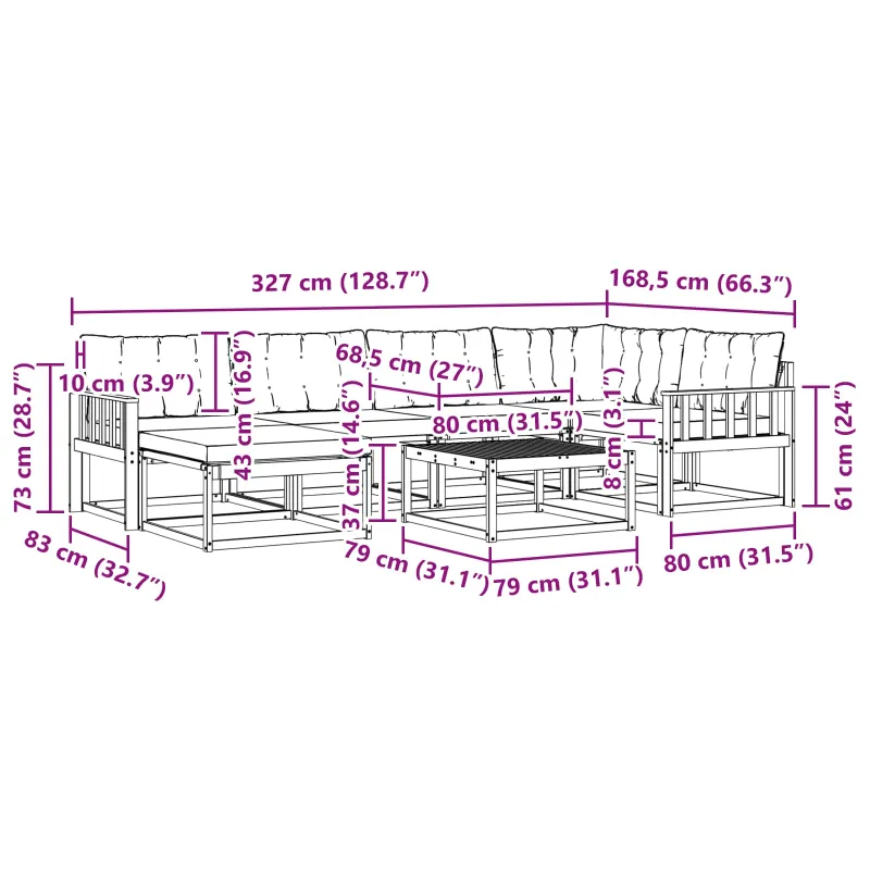 Lauko sofos komplektas 7 pcs Balta ir kreminė 79 x 79 x 37 cm