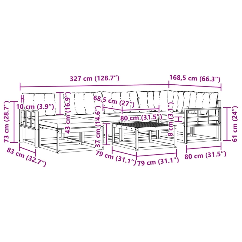 Lauko sofos komplektas 7 pcs Balta ir kreminė 79 x 79 x 37 cm