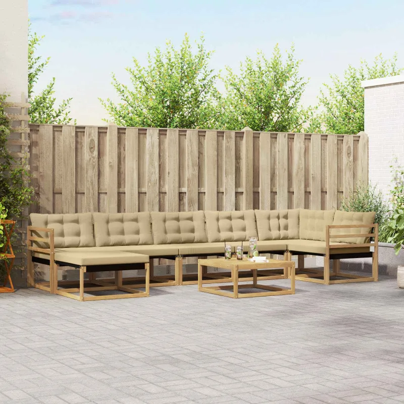Lauko sofos komplektas 8 pcs Balta ir kreminė 79 x 79 x 37 cm