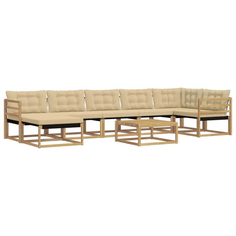 Lauko sofos komplektas 8 pcs Balta ir kreminė 79 x 79 x 37 cm