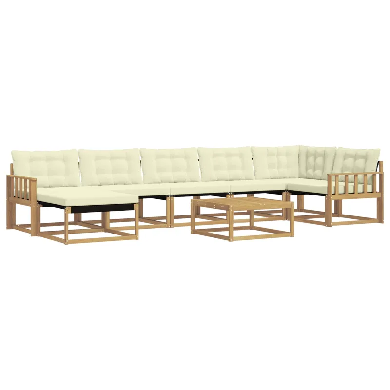 Lauko sofos komplektas 8 pcs Balta ir kreminė