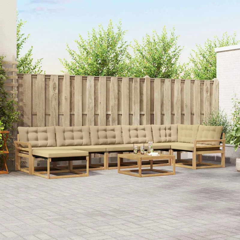 Lauko sofos komplektas 8 pcs Balta ir kreminė 79 x 79 x 37 cm
