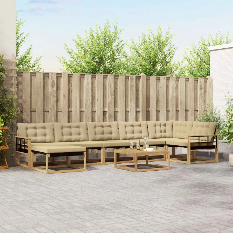 Lauko sofos komplektas 8 pcs Balta ir kreminė 79 x 79 x 37 cm