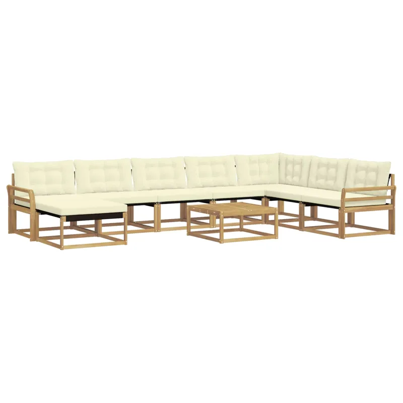 Lauko sofos komplektas 9 pcs Balta ir kreminė 79 x 79 x 37 cm