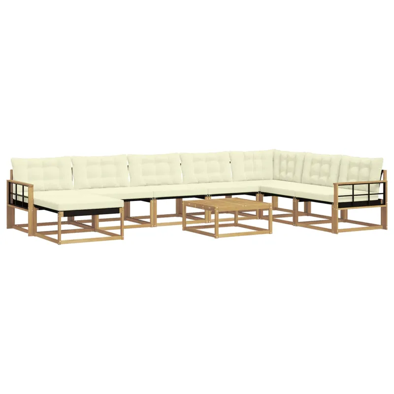 Lauko sofos komplektas 9 pcs Balta ir kreminė 79 x 79 x 37 cm