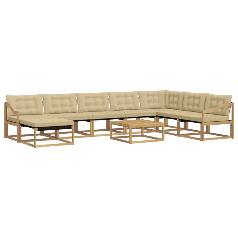 Lauko sofos komplektas 9 pcs Balta ir kreminė 79 x 79 x 37 cm
