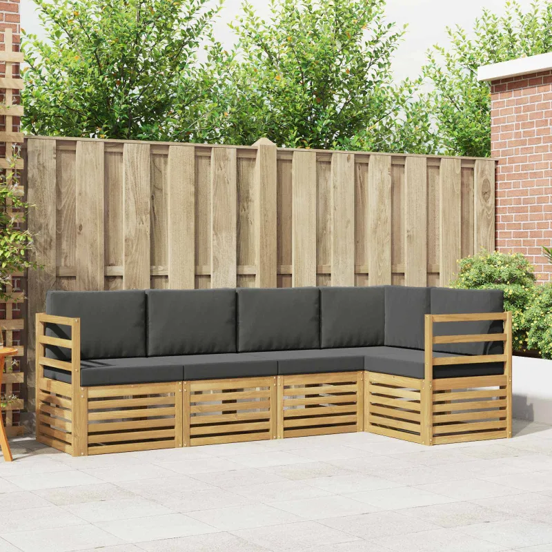 Lauko sofos komplektas 5 pcs Balta ir antracito