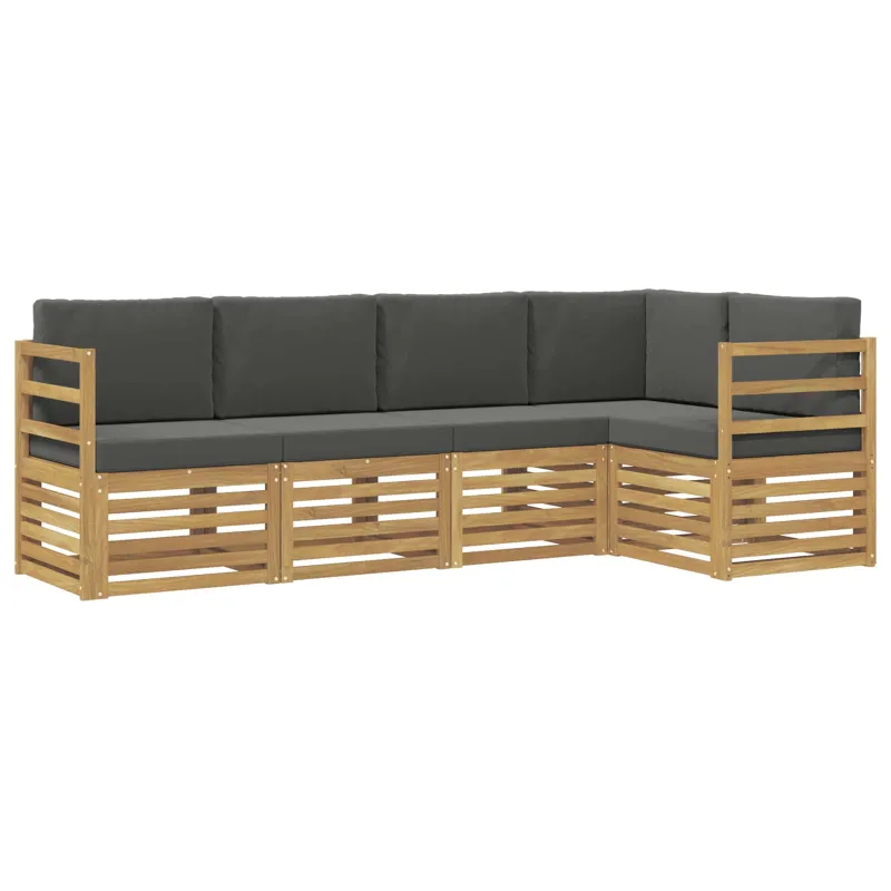 Lauko sofos komplektas 5 pcs Balta ir antracito