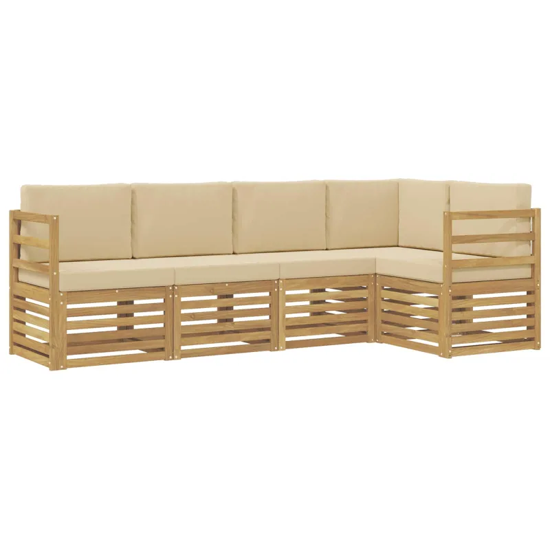 Lauko sofos komplektas 5 pcs Balta ir kreminė