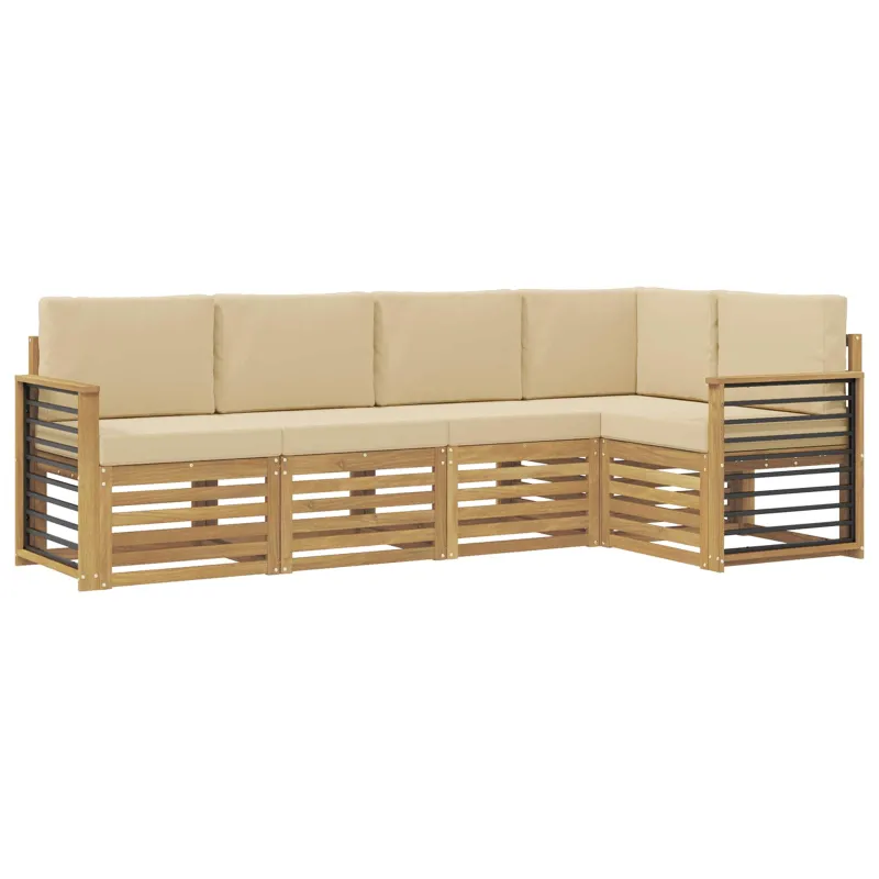 Lauko sofos komplektas 5 pcs Balta ir kreminė