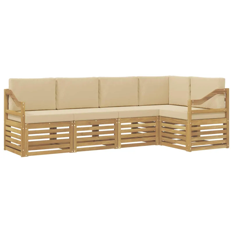 Lauko sofos komplektas 5 pcs Balta ir kreminė