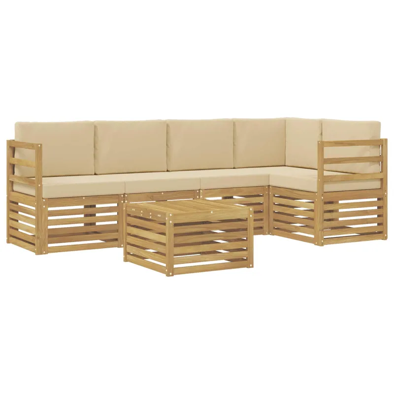 Lauko sofos komplektas 6 pcs Balta ir kreminė 59 x 59 x 37 cm