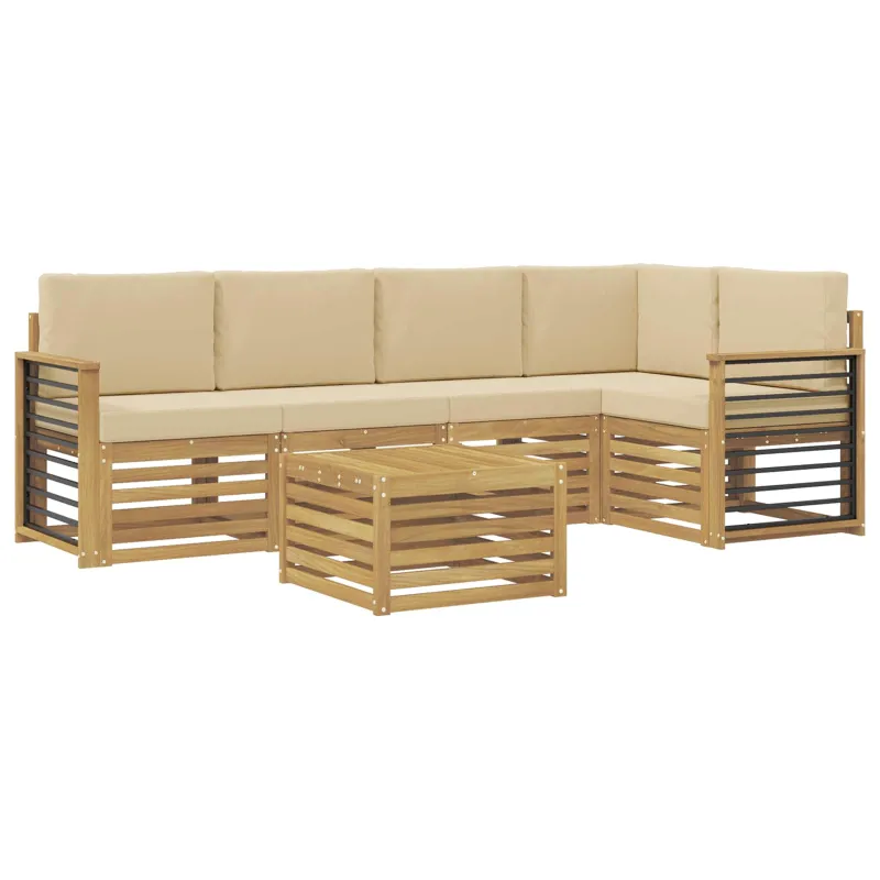 Lauko sofos komplektas 6 pcs Balta ir kreminė 59 x 59 x 37 cm