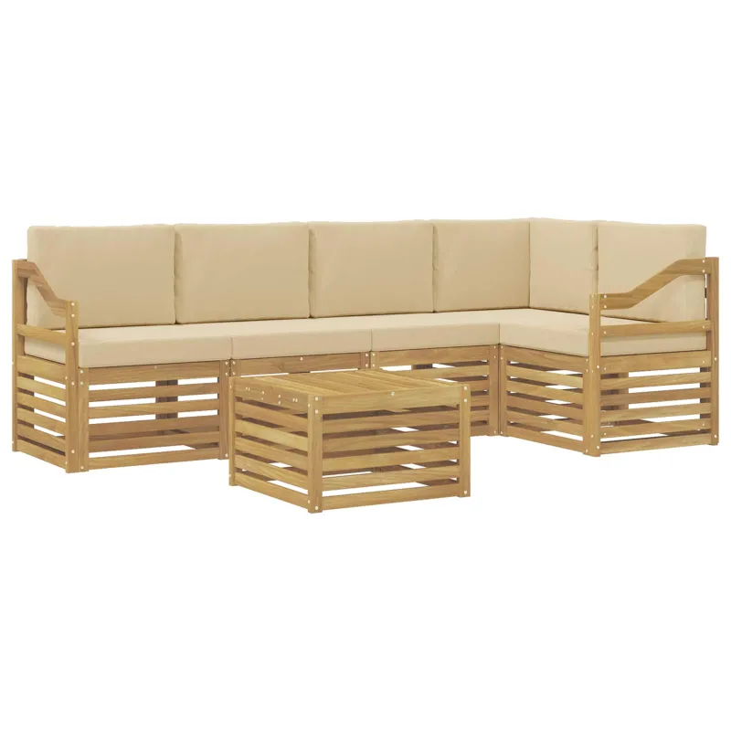 Lauko sofos komplektas 6 pcs Balta ir kreminė 59 x 59 x 37 cm