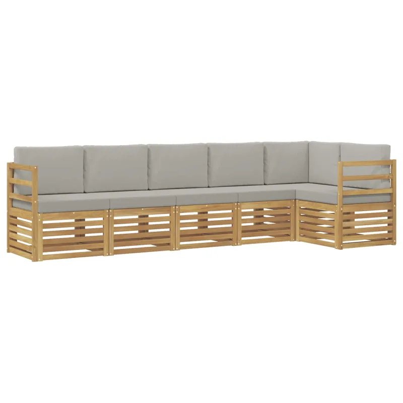 Lauko sofos komplektas 6 pcs Balta ir šviesiai pilka