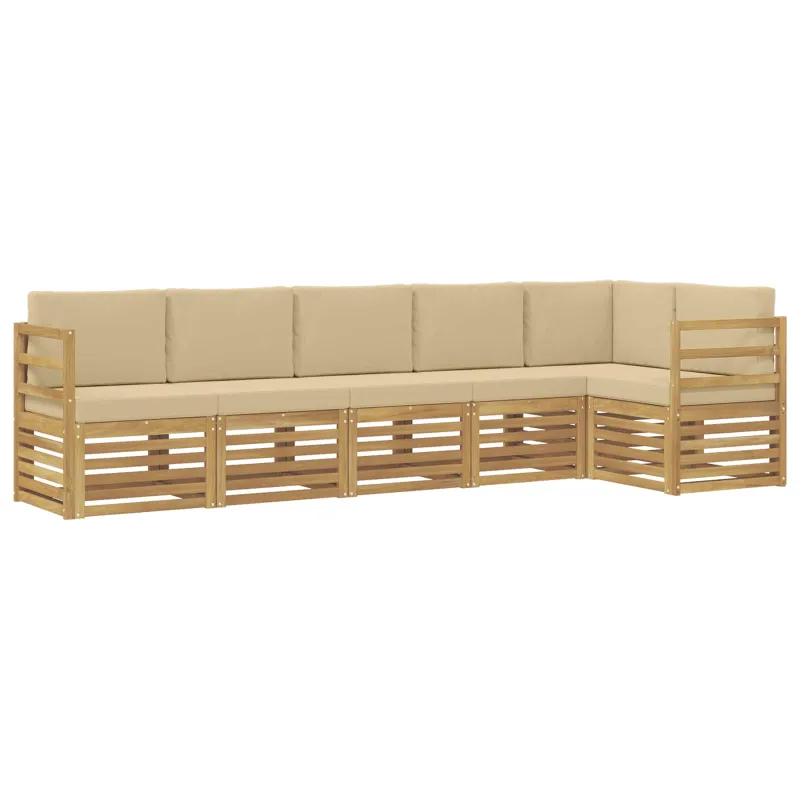 Lauko sofos komplektas 6 pcs Balta ir kreminė