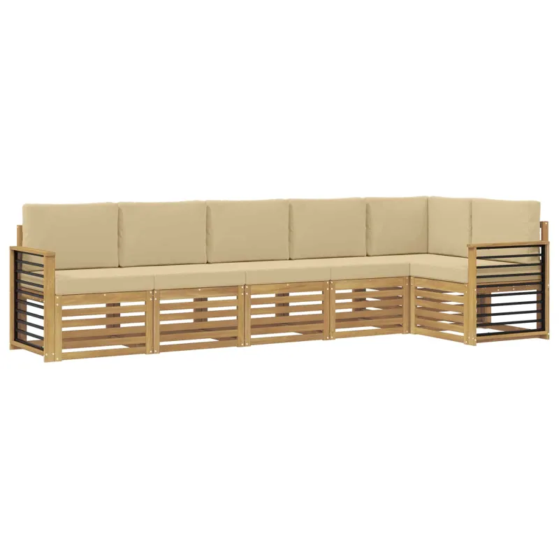 Lauko sofos komplektas 6 pcs Balta ir kreminė