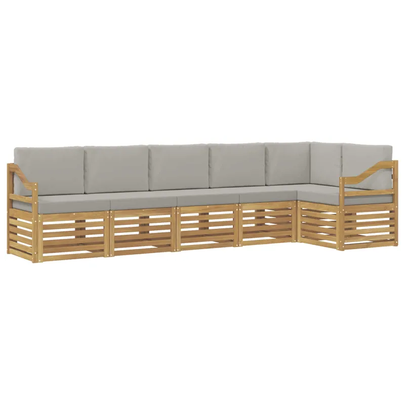 Lauko sofos komplektas 6 pcs Balta ir šviesiai pilka