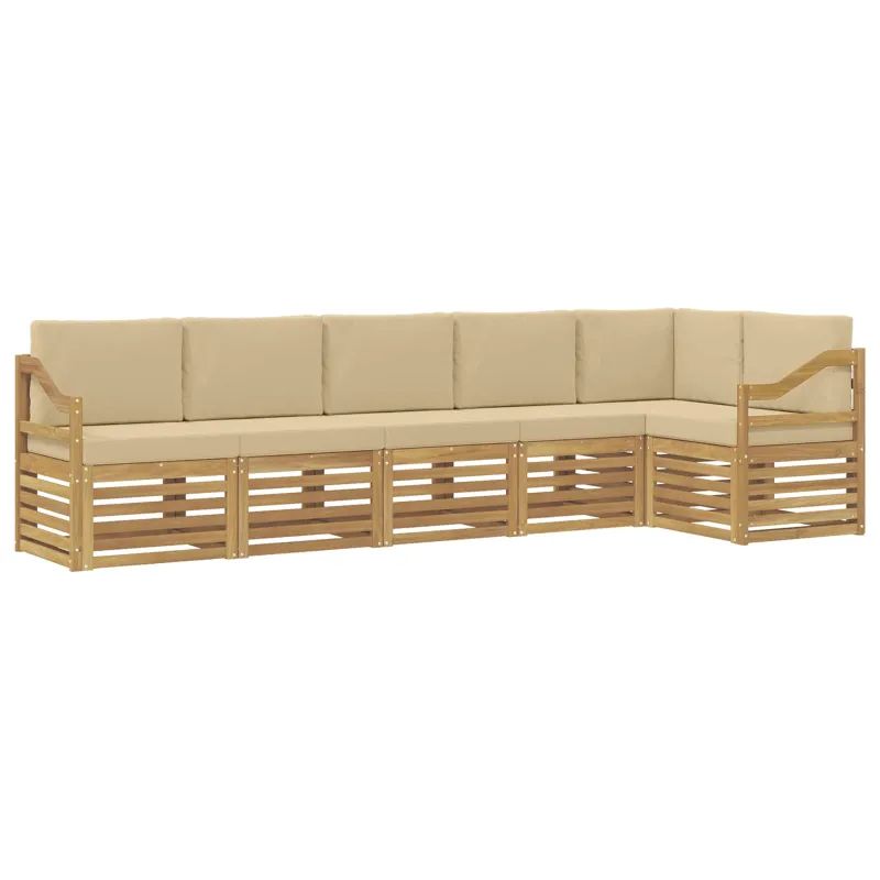 Lauko sofos komplektas 6 pcs Balta ir kreminė