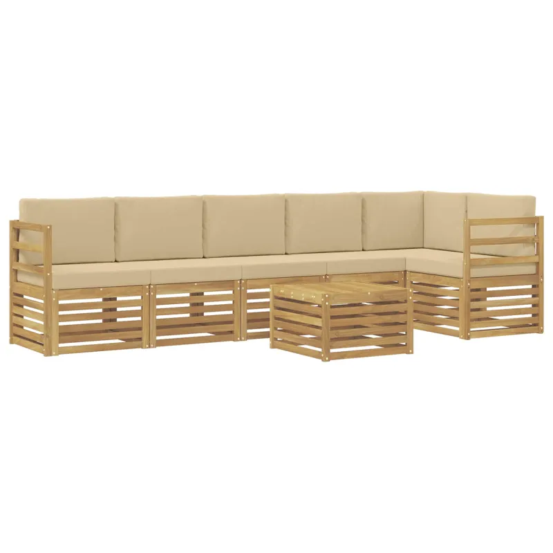 Lauko sofos komplektas 7 pcs Balta ir kreminė 59 x 59 x 37 cm