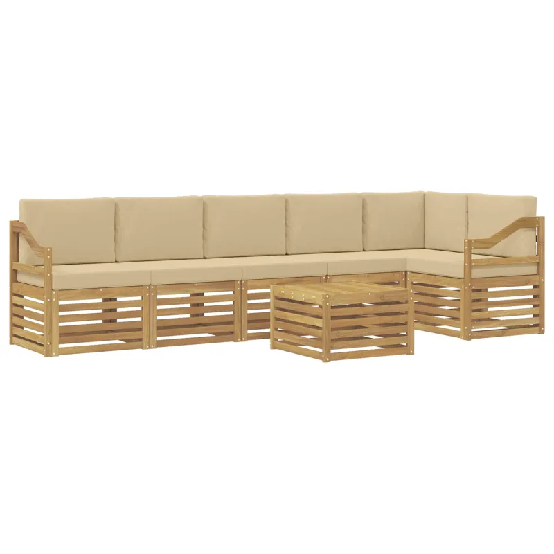 Lauko sofos komplektas 7 pcs Balta ir kreminė 59 x 59 x 37 cm