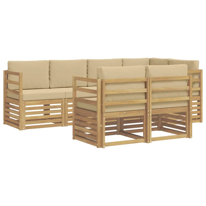 Lauko sofos komplektas 7 pcs Balta ir kreminė