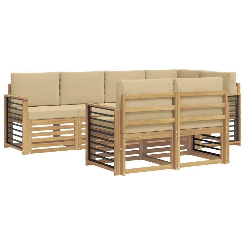 Lauko sofos komplektas 7 pcs Balta ir kreminė