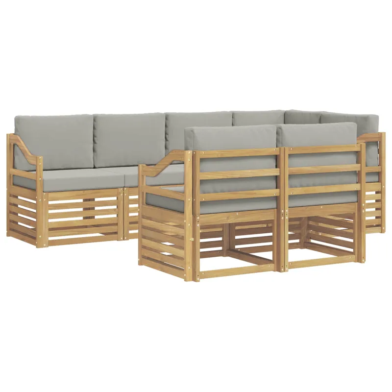Lauko sofos komplektas 7 pcs Balta ir šviesiai pilka