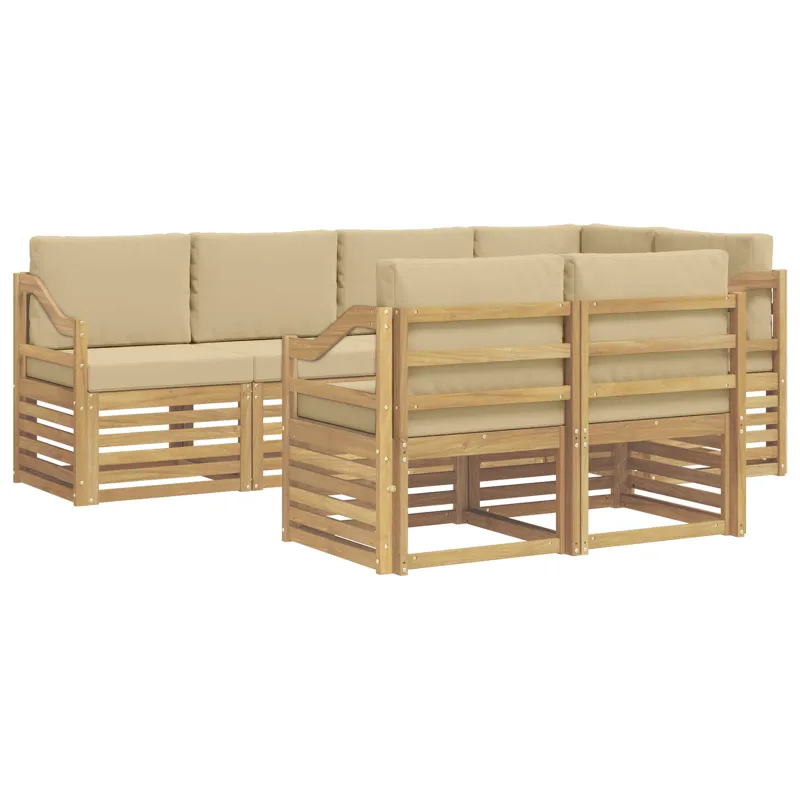 Lauko sofos komplektas 7 pcs Balta ir kreminė