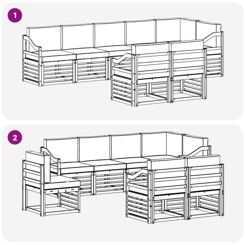 Lauko sofos komplektas 8 pcs Balta ir kreminė