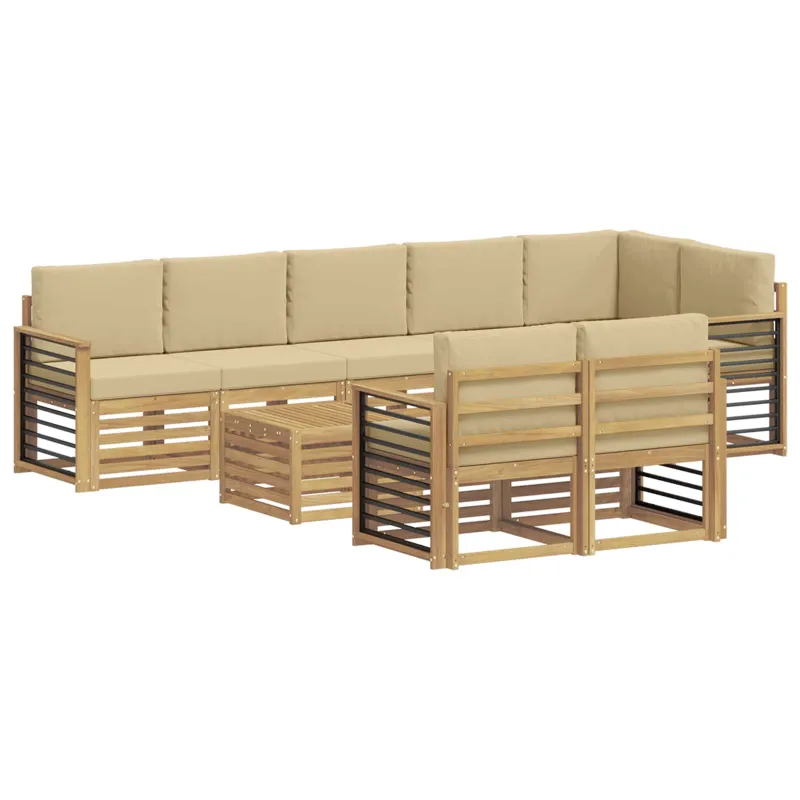 Lauko sofos komplektas 9 pcs Balta ir kreminė 59 x 59 x 37 cm