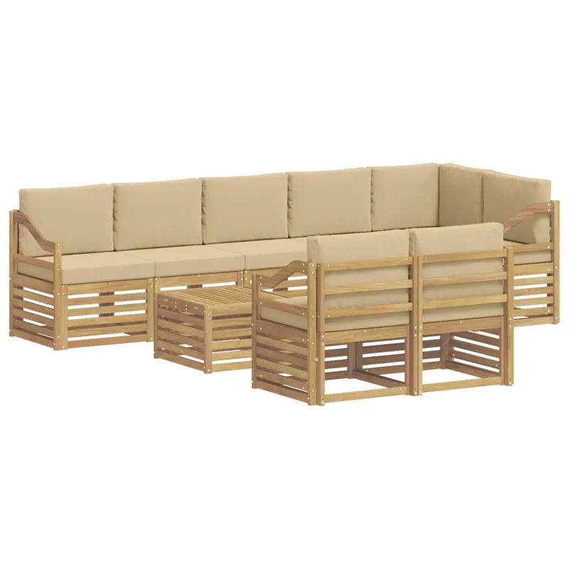 Lauko sofos komplektas 9 pcs Balta ir kreminė 59 x 59 x 37 cm