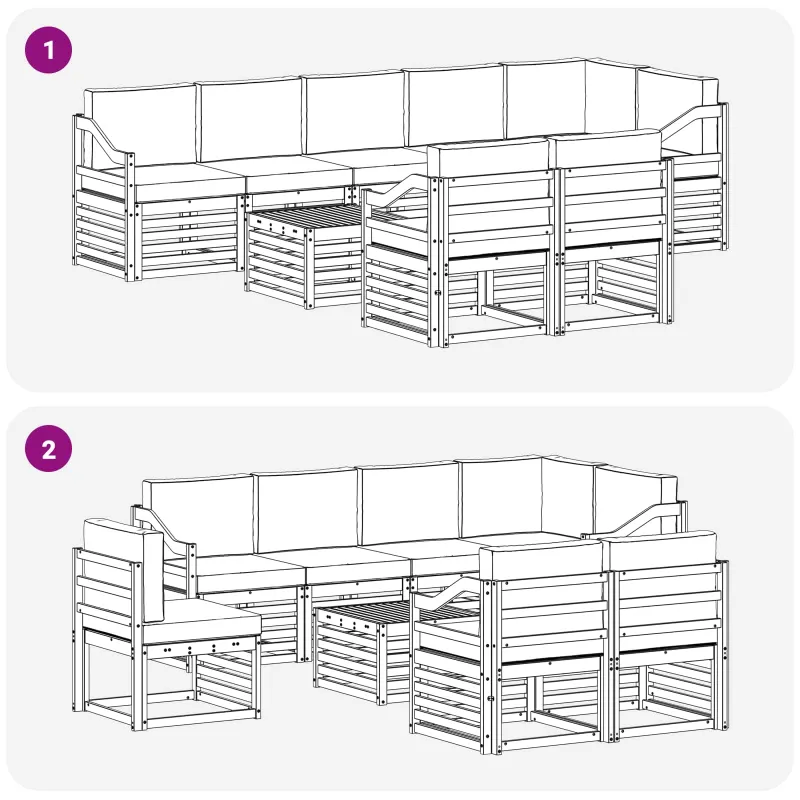 Lauko sofos komplektas 9 pcs Balta ir kreminė 59 x 59 x 37 cm