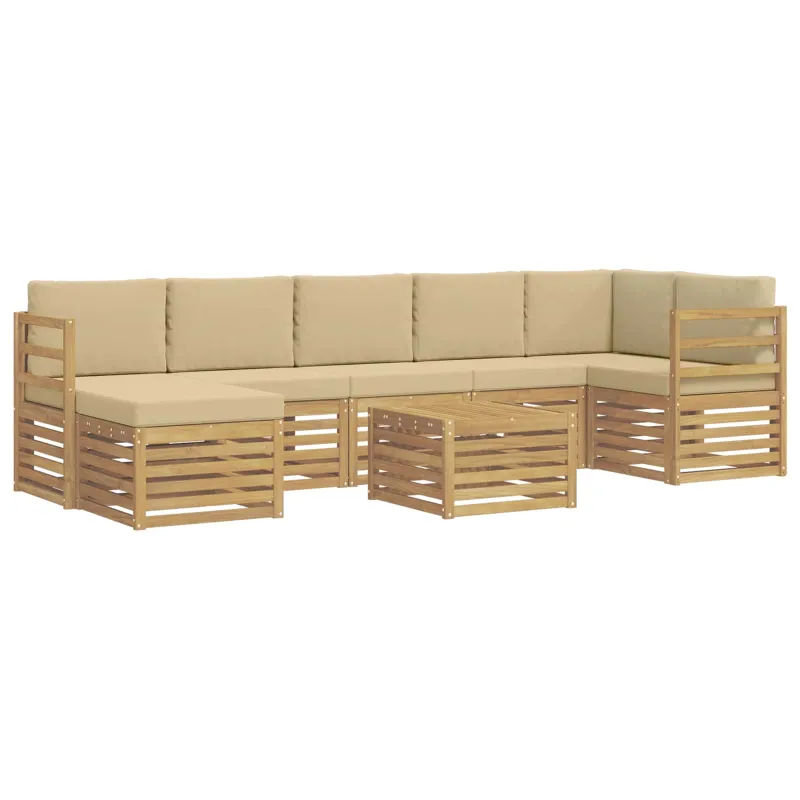 Lauko sofos komplektas 8 pcs Balta ir kreminė 59 x 59 x 37 cm