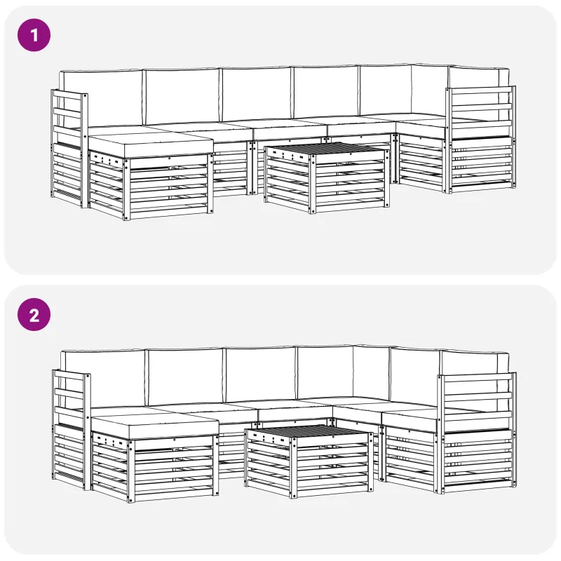 Lauko sofos komplektas 8 pcs Balta ir kreminė 59 x 59 x 37 cm