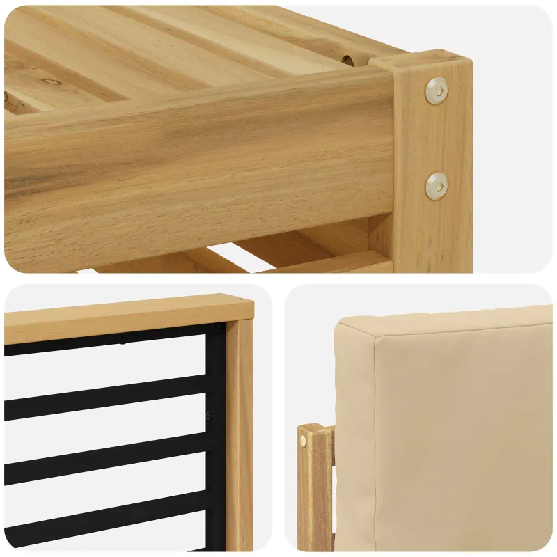 Lauko sofos komplektas 8 pcs Balta ir kreminė 59 x 59 x 37 cm