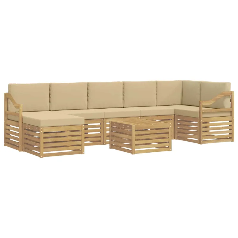 Lauko sofos komplektas 8 pcs Balta ir kreminė 59 x 59 x 37 cm