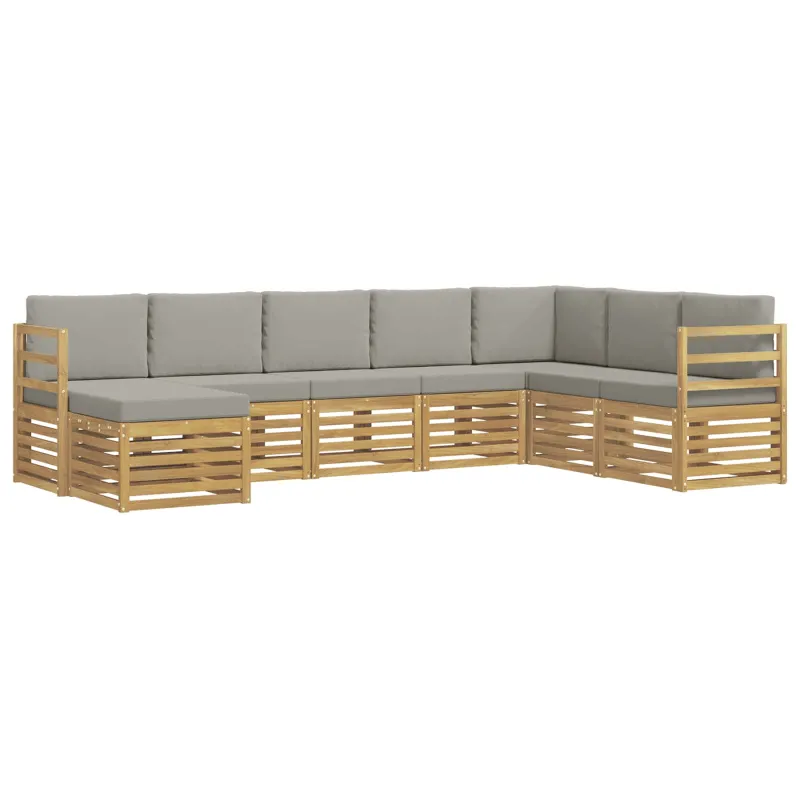 Lauko sofos komplektas 8 pcs Balta ir šviesiai pilka