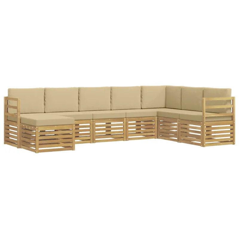 Lauko sofos komplektas 8 pcs Balta ir kreminė