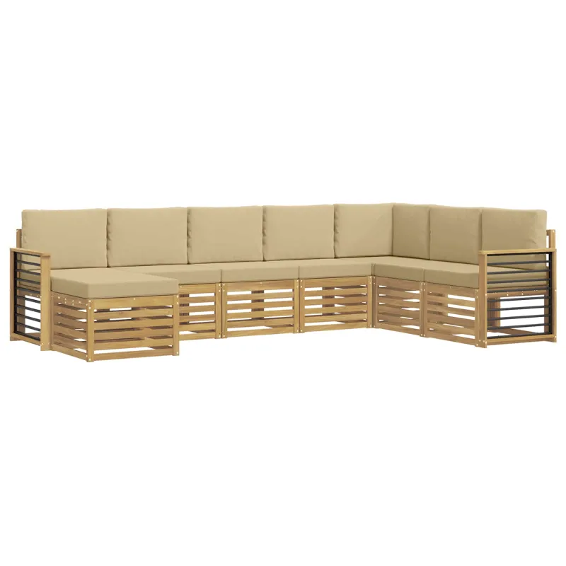 Lauko sofos komplektas 8 pcs Balta ir kreminė