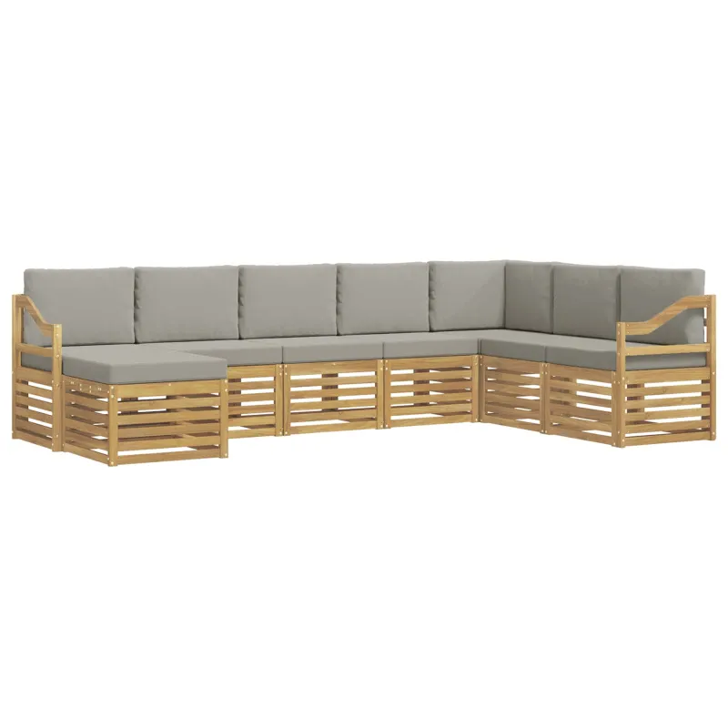 Lauko sofos komplektas 8 pcs Balta ir šviesiai pilka