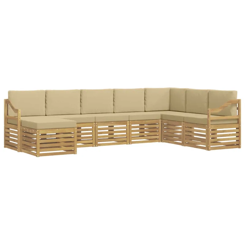 Lauko sofos komplektas 8 pcs Balta ir kreminė