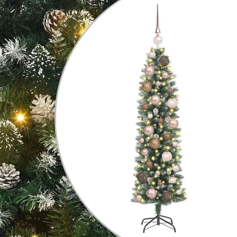 Dirbtinis lieknas Kalėdų medis su 150 LED Žalia ir balta 120 cm